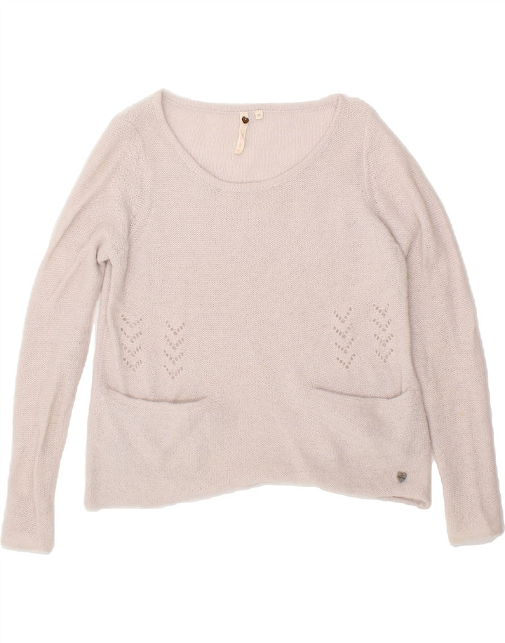 WHITE STUFF Womens Boat Neck Jumper Sweater UK 10 Small Beige Acrylic Vintage White Stuff and Second-Hand White Stuff from Messina Hembry 