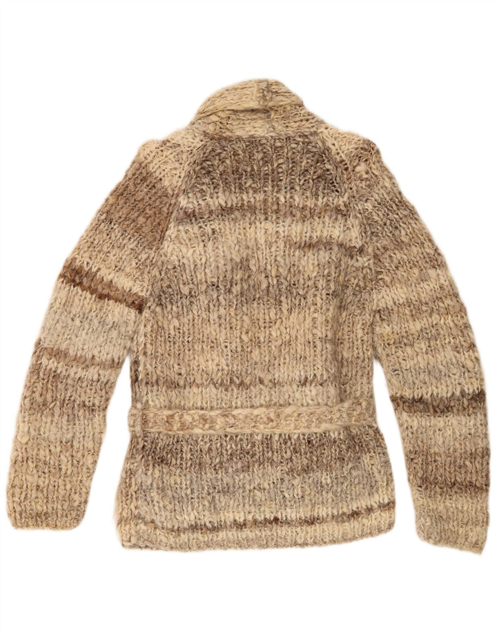 Vintage Damen Cardigan Pullover UK 12 Mittelbraun gestreift