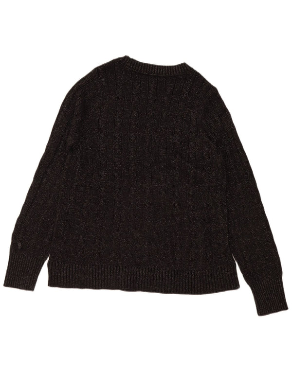 Tommy Hilfiger Damen-Pullover mit Rundhalsausschnitt, Gr. 12, mittelschwarz, Baumwolle