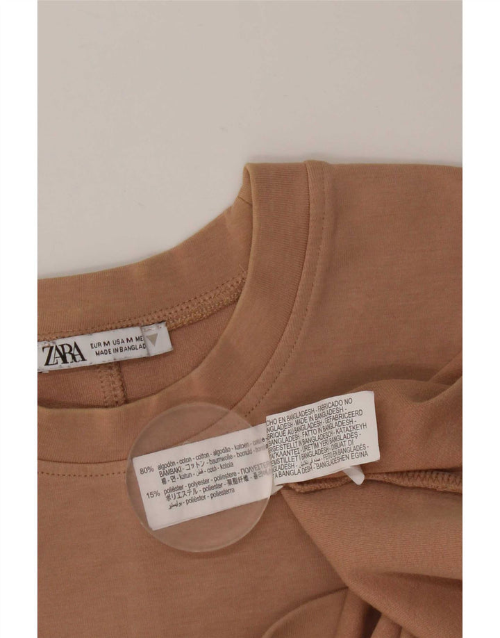 Zara Herren T-Shirt Top Mittelbeige Baumwolle