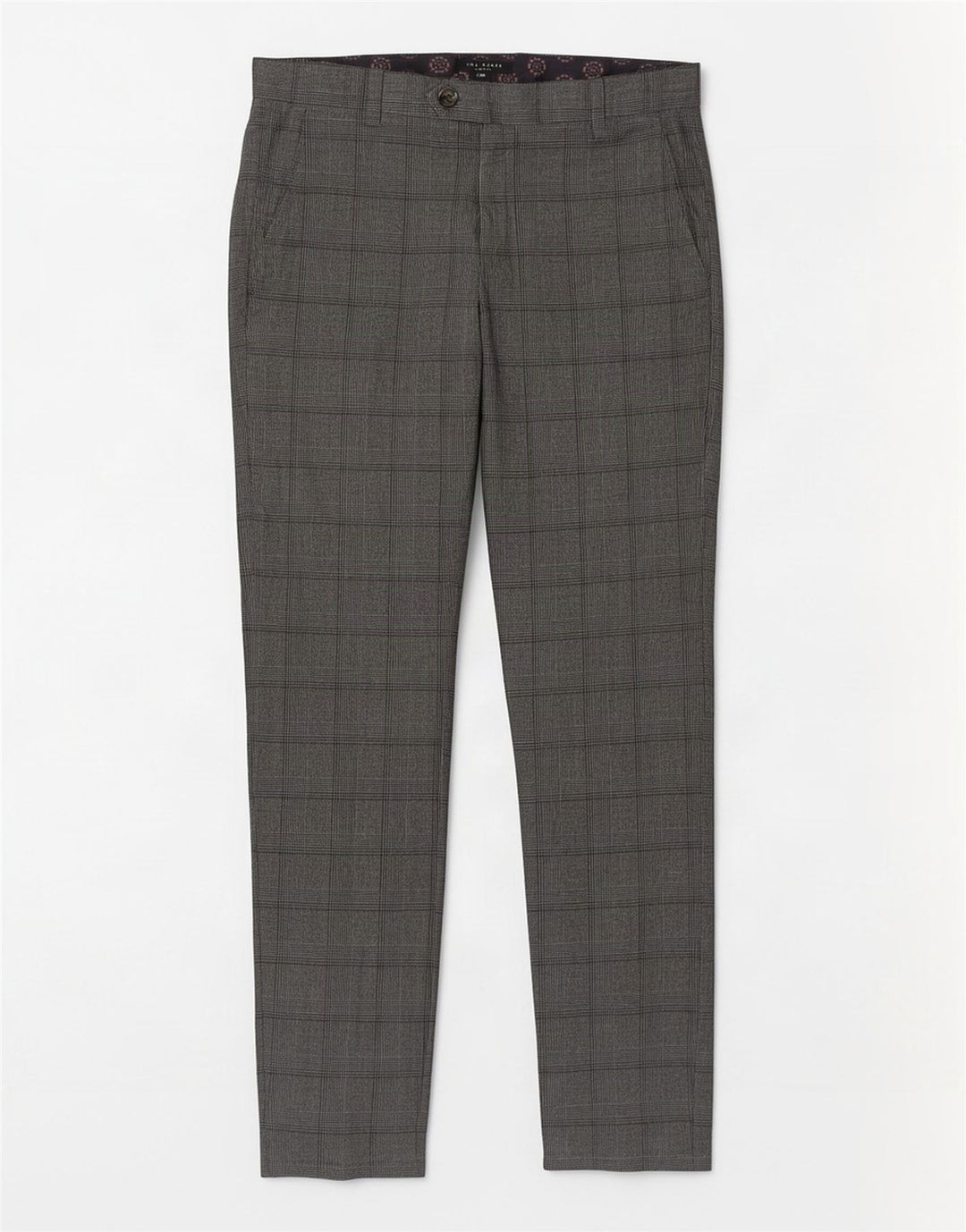 Ted Baker Slim Freizeithose für Herren, W32, L31, grau kariertes Polyester