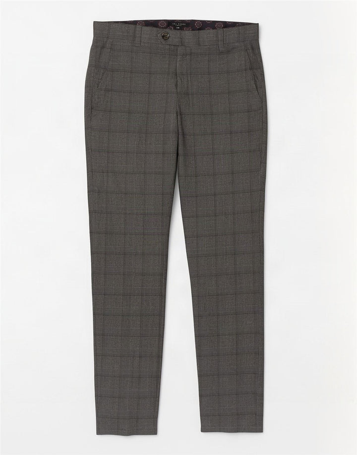 Ted Baker Slim Freizeithose für Herren, W32, L31, grau kariertes Polyester
