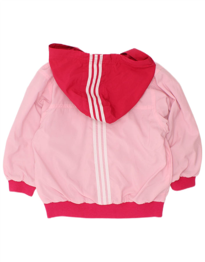 Adidas Mädchen-Regenjacke mit Kapuze, 2–3 Jahre, rosafarbenes Colourblock-Polyester