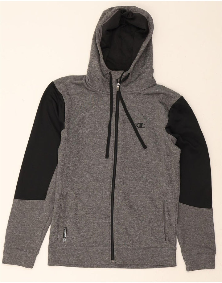 CHAMPION Mens Zip Hoodie Sweater Small Grey Colourblock Polyester Vintage Champion and Second-Hand Champion from Messina Hembry 