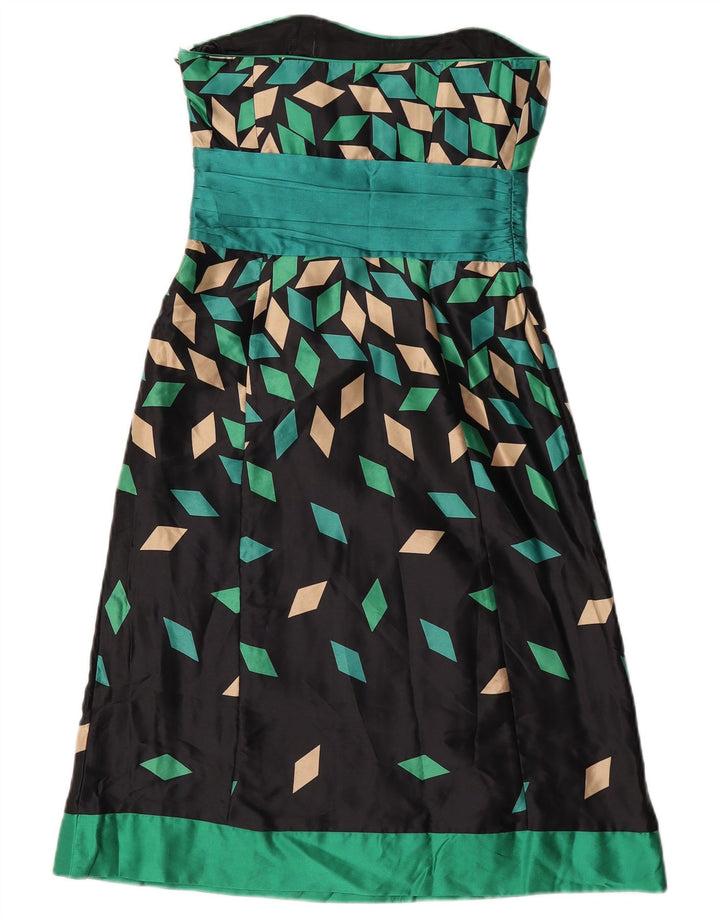 Trägerloses Damenkleid von Monsoon, Größe S, Schwarz, geometrisch, Seide
