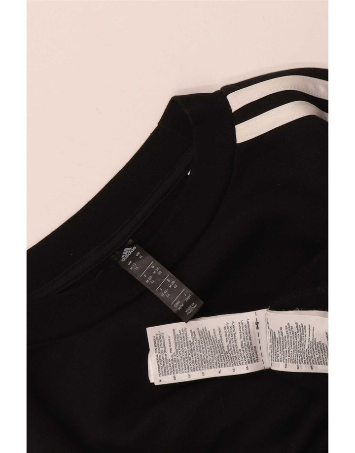 Adidas Damen Crop Sweatshirt Pullover UK 12/14 Mittelschwarze Baumwolle