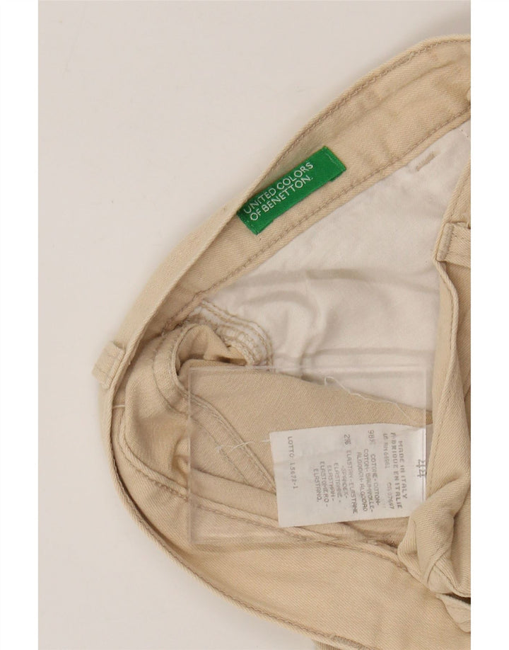 BENETTON Damen-Hose mit hoher Taille, kurz geschnitten, Größe 44, Mittel W26 L24, Beige