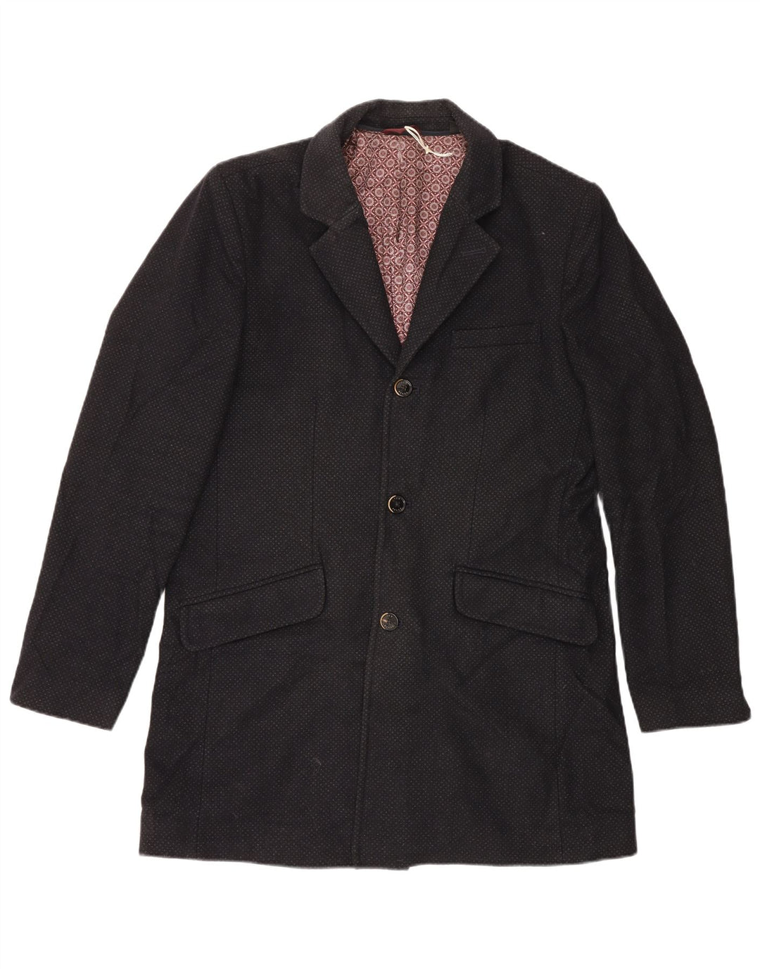 Ted Baker Herrenmantel, Größe 5 XL, schwarz gefleckte Wolle
