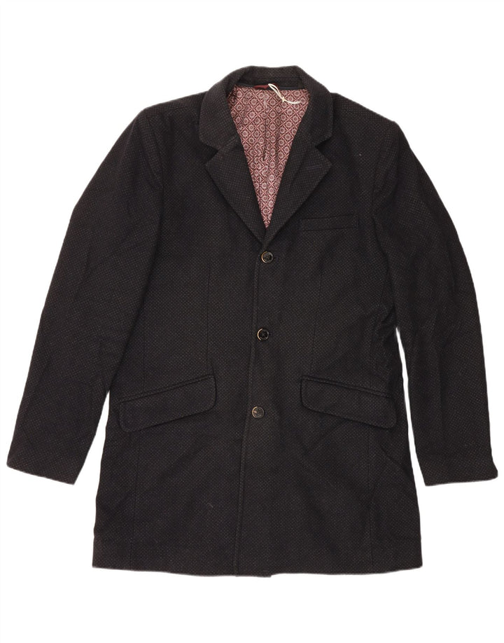 Ted Baker Herrenmantel, Größe 5 XL, schwarz gefleckte Wolle