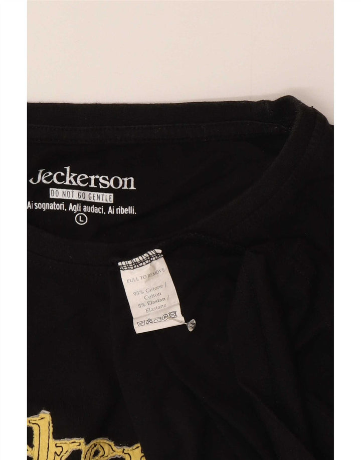 Jeckerson Herren-T-Shirt mit Grafik, Größe L, aus schwarzer Baumwolle