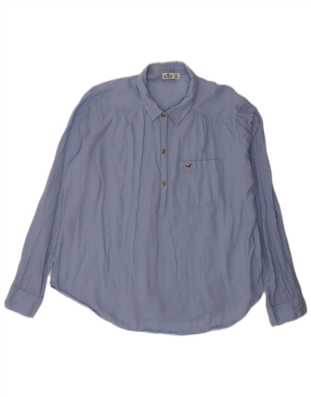 Hollister Damen Pullover-Hemd UK 18 XL Blaue Baumwolle