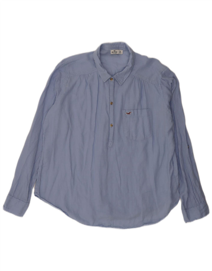 Hollister Damen Pullover-Hemd UK 18 XL Blaue Baumwolle