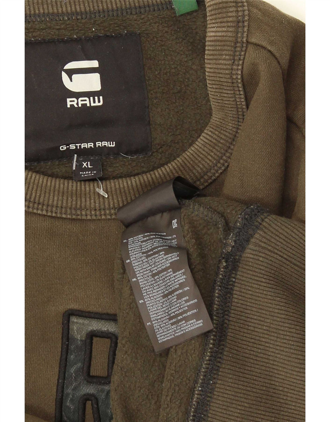G-Star Herren Grafik-Sweatshirt-Pullover XL aus grüner Baumwolle