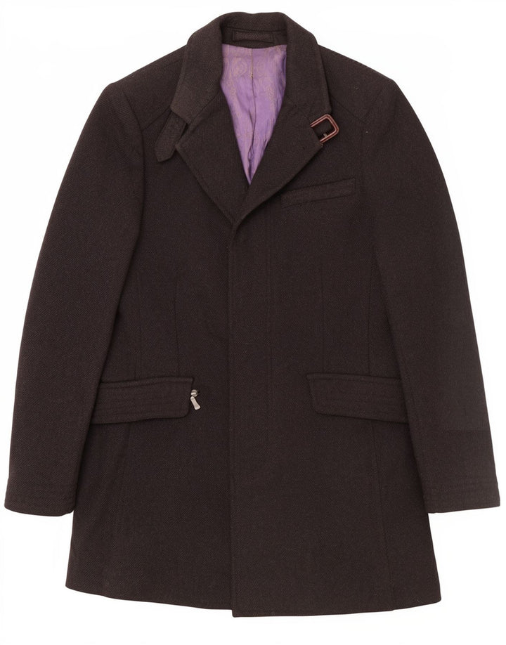 Ted Baker Herrenmantel, Größe 3, mittelgroß, schwarze Wolle, klassisch