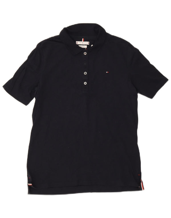 Tommy Hilfiger Damen-Poloshirt mit normaler Passform, UK 12, mittelmarineblaue Baumwolle