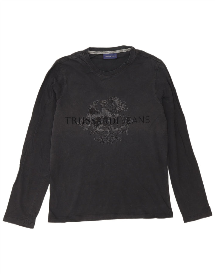 Trussardi Jeans Herren-Oberteil mit Grafik, langärmlig, Größe S, Schwarz