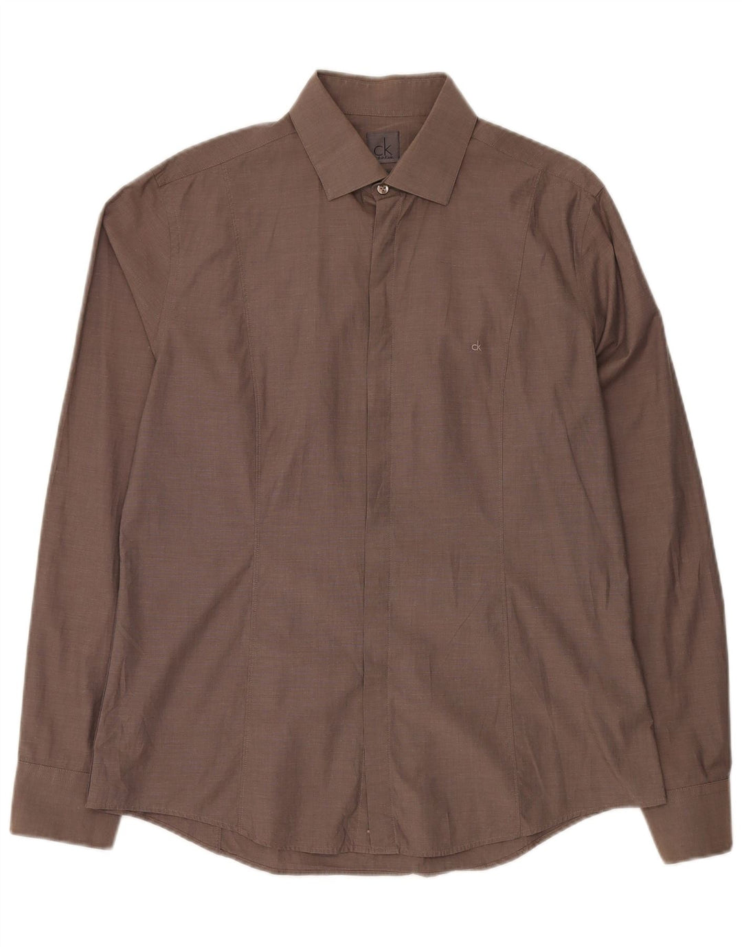 Calvin Klein Herren Slim Fit Hemd Größe 42 16 1/2 Große braune Baumwolle
