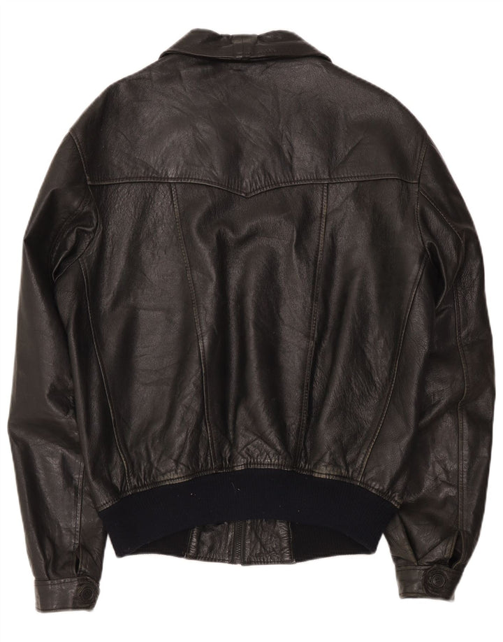 Vintage Herren Lederjacke IT 48 Medium Schwarz