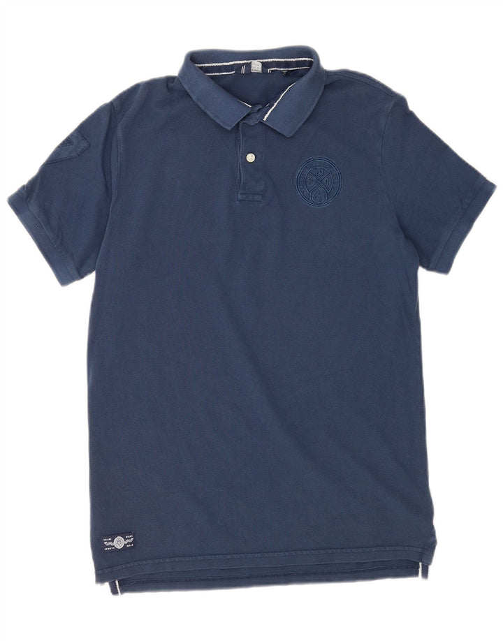 Superdry Herren-Poloshirt aus mittelblauer Baumwolle in Marineblau