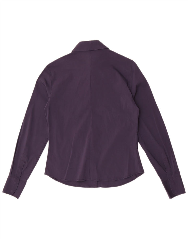 Max Mara Damen-Hemd UK 10 Small Lila Baumwolle