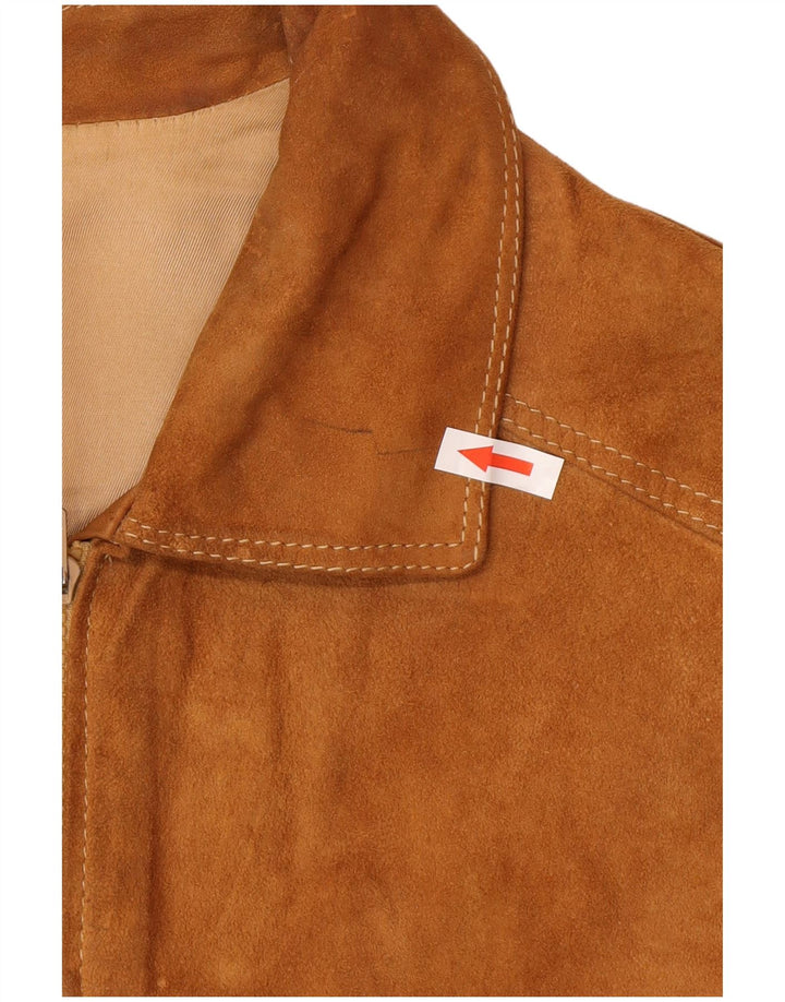 Vintage Herren Wildleder Bomberjacke IT 48 Mittelbraun