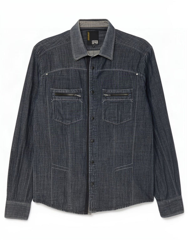 Jack & Jones Herren-Jeanshemd, klein, marineblau, Baumwolle