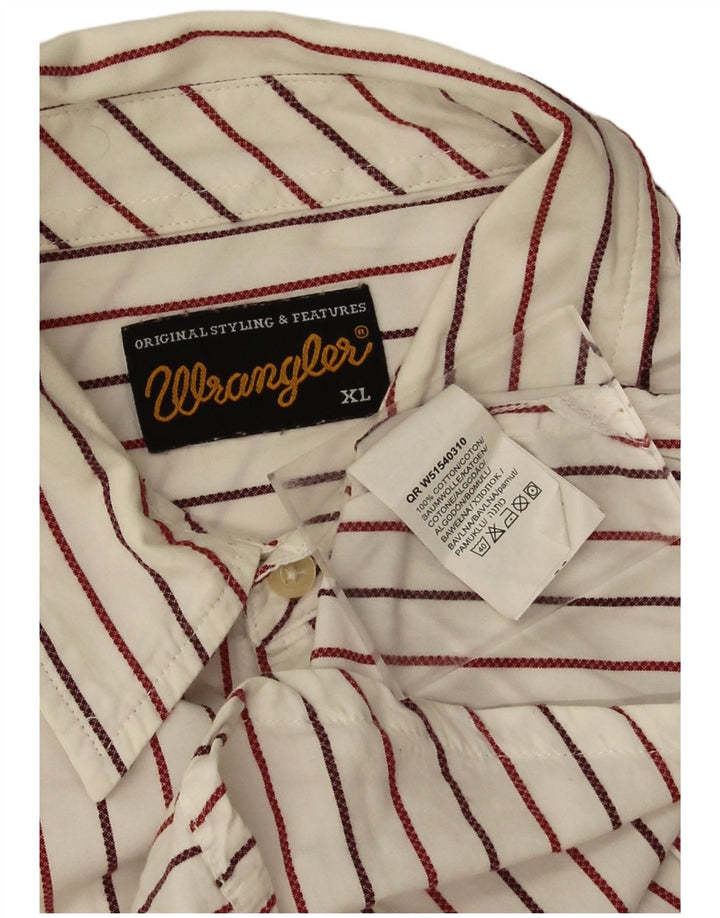 Wrangler Herrenhemd XL weiß gestreift aus Baumwolle