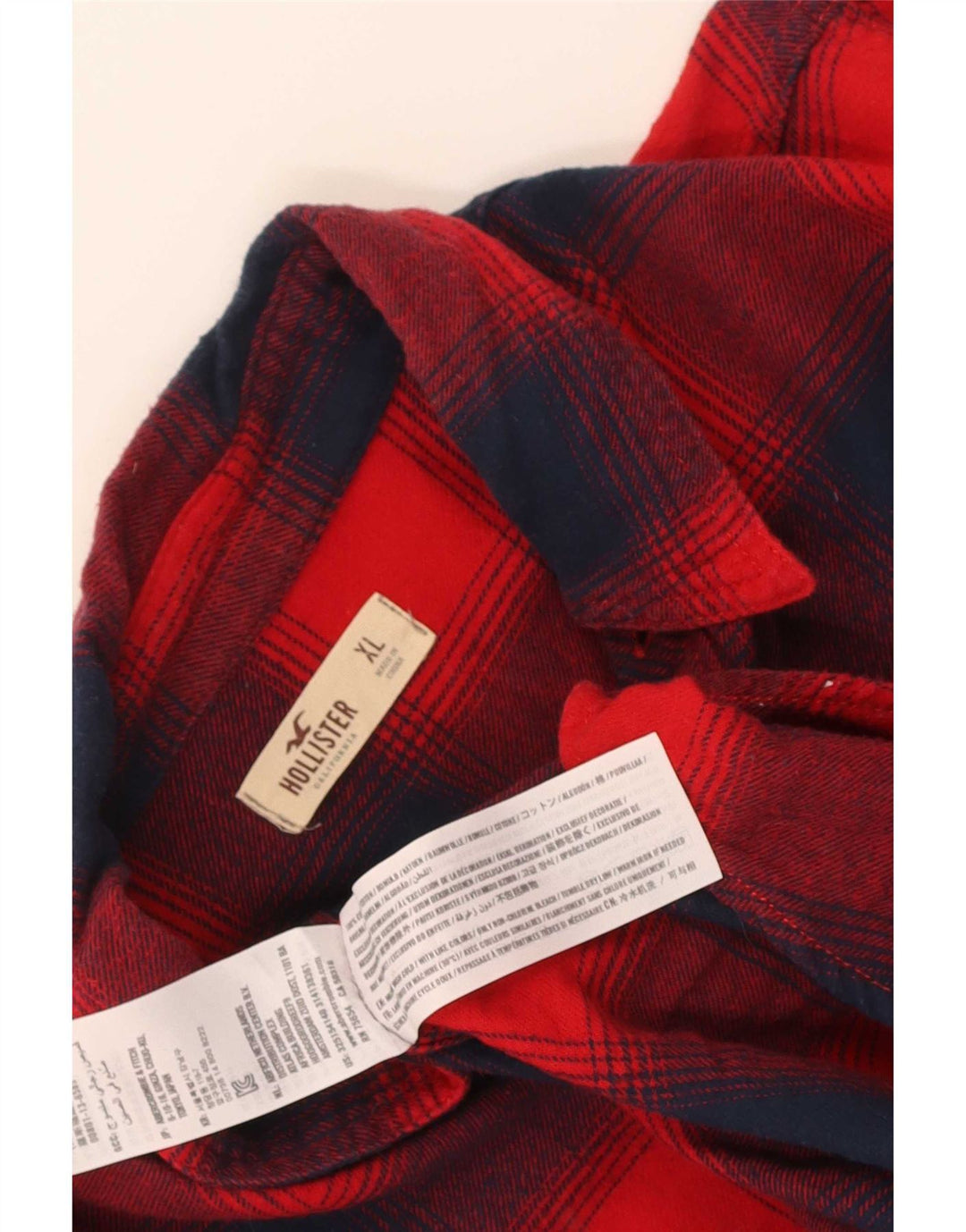 Hollister Herren-Flanellhemd XL, rot kariert, Baumwolle