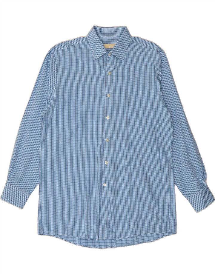 MICHAEL KORS Mens Tall Shirt Size 16 Large Blue Check Cotton Vintage Michael Kors and Second-Hand Michael Kors from Messina Hembry 