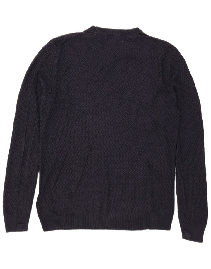 Guess Herren-Pullover mit Rundhalsausschnitt, groß, marineblaue Baumwolle