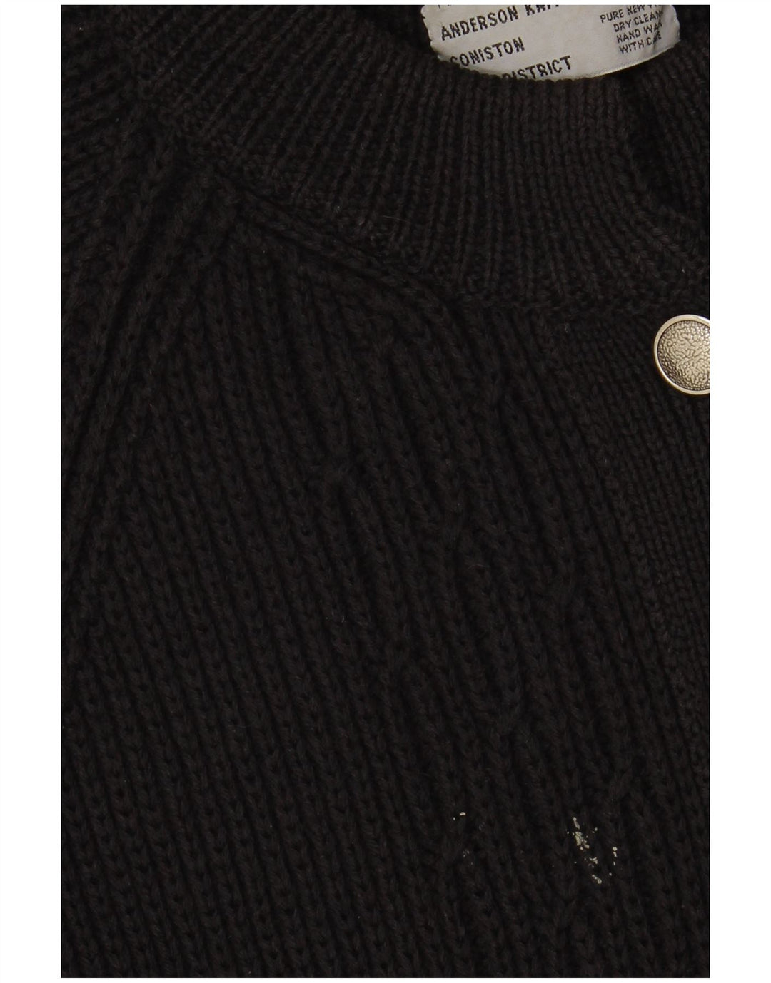 VINTAGE Damen Strickjacke Pullover UK 16 Große schwarze Schurwolle