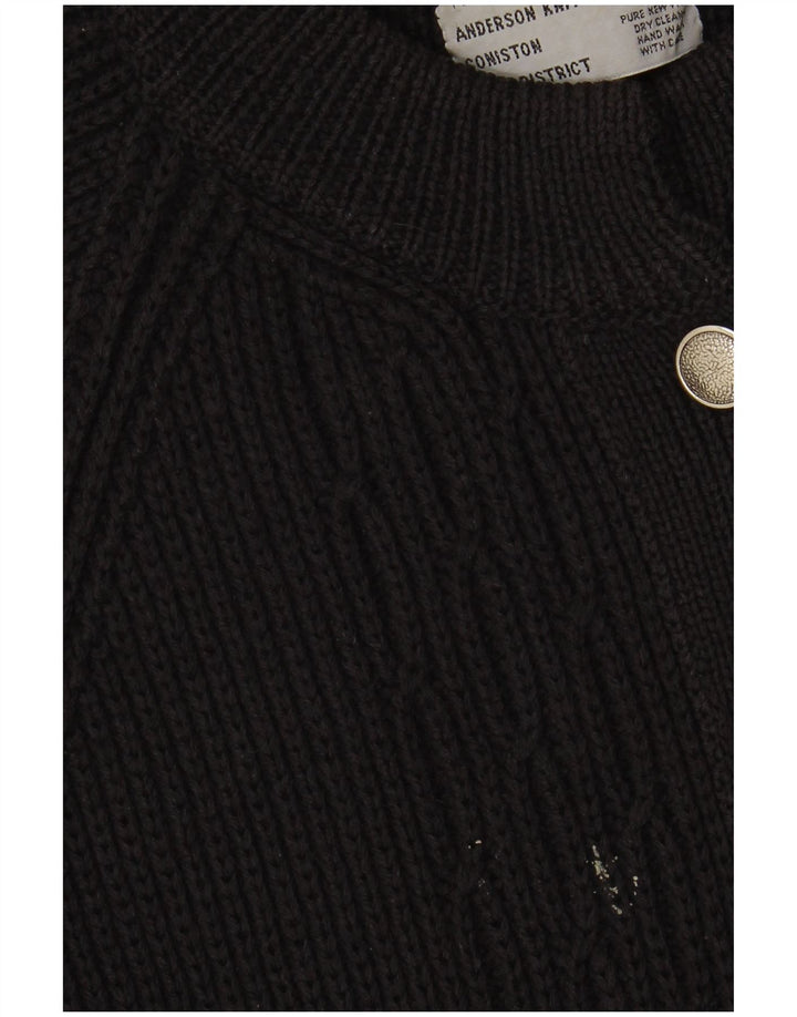 VINTAGE Damen Strickjacke Pullover UK 16 Große schwarze Schurwolle