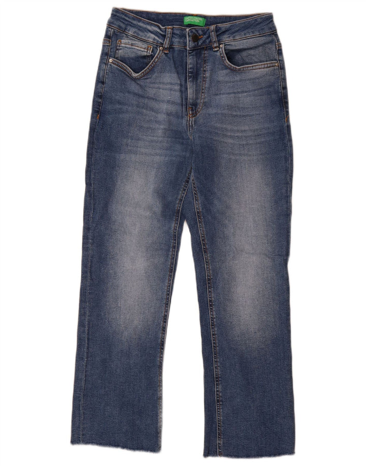 Benetton Damen Straight Jeans W28 L28 Blaue Baumwolle