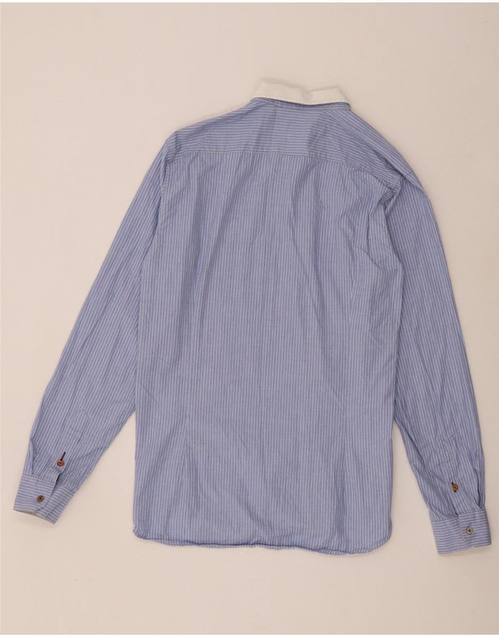 Ted Baker Herrenhemd, Größe 5 XL, blaue Nadelstreifen-Baumwolle