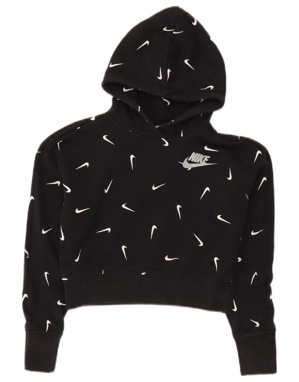 Nike Mädchen Crop Graphic Standard Fit Kapuzenpullover, 12–13 Jahre, Größe L, Schwarz