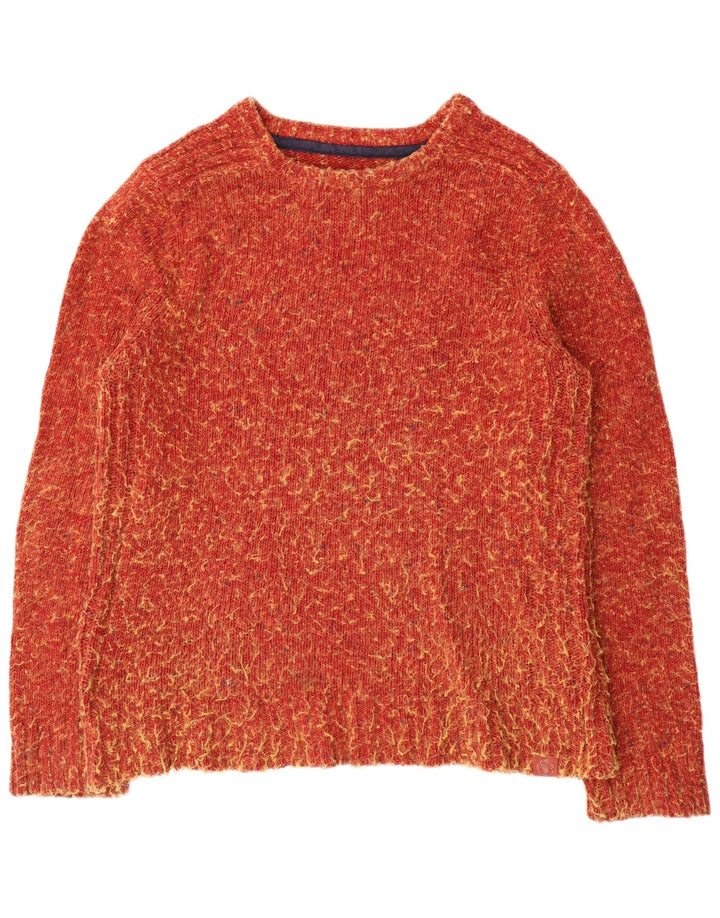 Fat Face Damen-Pullover mit U-Boot-Ausschnitt, Gr. 14, mittelorange gefleckte Wolle