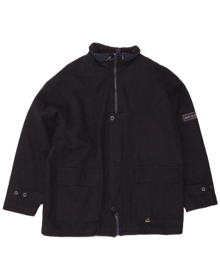 Alexander's Herren-Windbreaker-Mantel mit lockerer Passform, UK 38, mittelmarineblaue Wolle