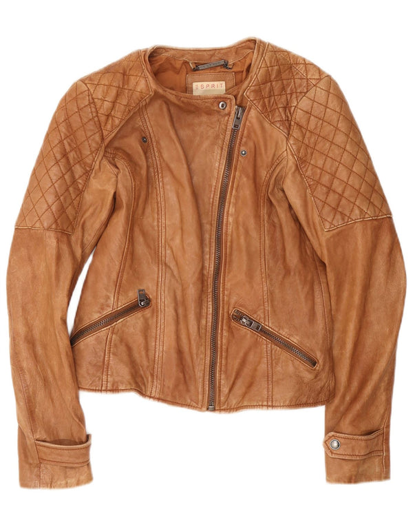 Esprit Damen Lederjacke UK 10 Small Braunes Leder