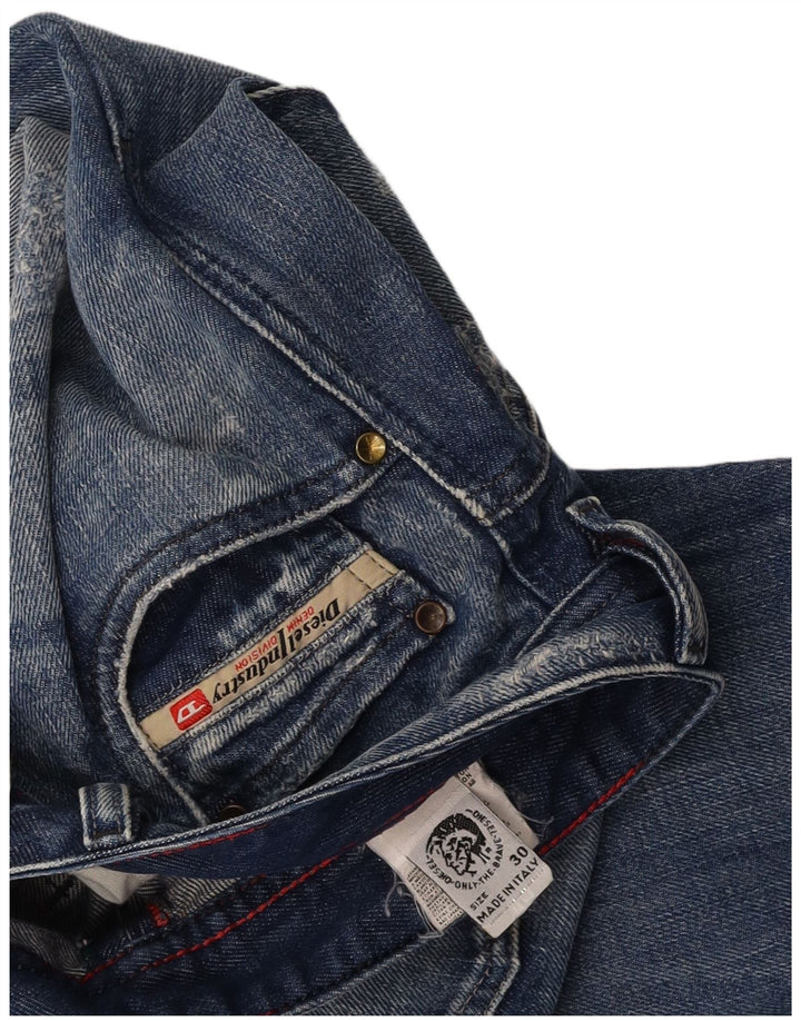 DIESEL Herren Distressed Straight Jeans W30 L31 Blaue Baumwolle