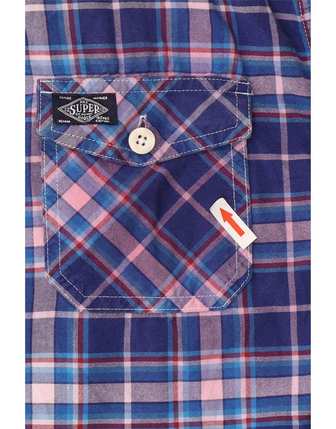 Superdry Herren-Kurzarmhemd, groß, blau kariert, Baumwolle