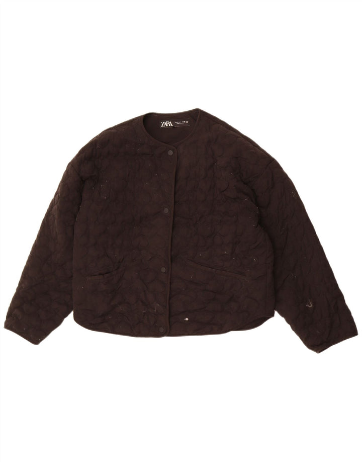 Zara Damen Übergroße Steppjacke UK 10 Small Schwarz Lyocell