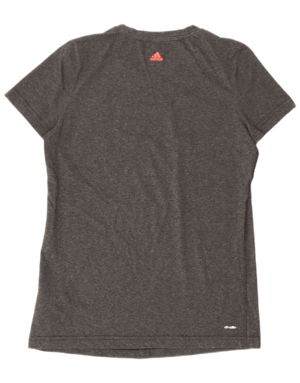 Adidas Damen Climalite Graphic T-Shirt Top UK 16/18 Large Grau Baumwolle