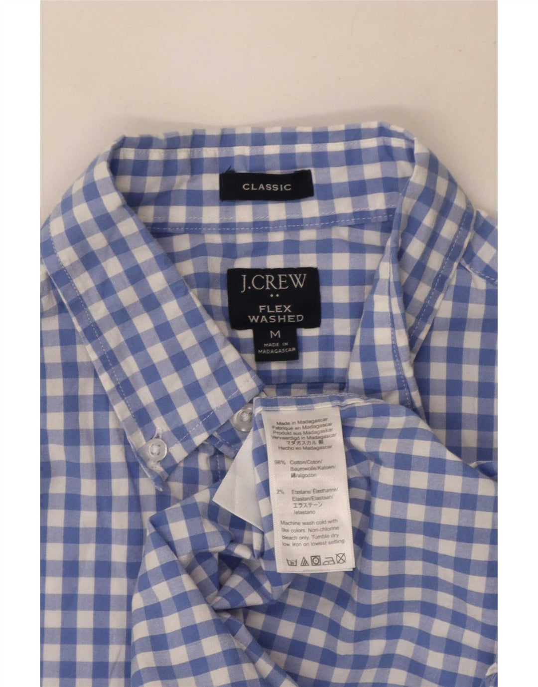 J. Crew Herren-Hemd mit klassischer Passform, mittelblaue Gingham-Baumwolle
