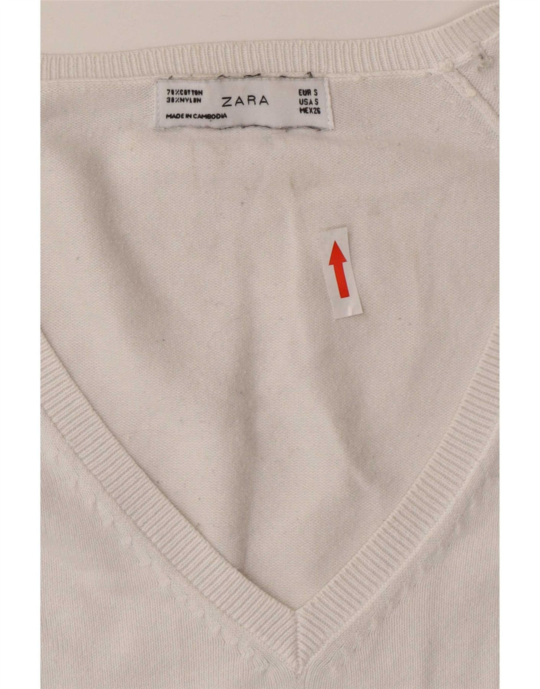 Zara Damen-Pullover mit V-Ausschnitt, Gr. 10, Größe S, Weiß