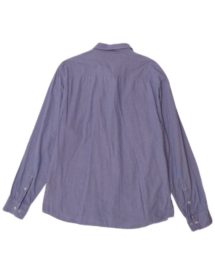 LEE Herren-Slim-Fit-Hemd 2XL, blaue Nadelstreifen-Baumwolle