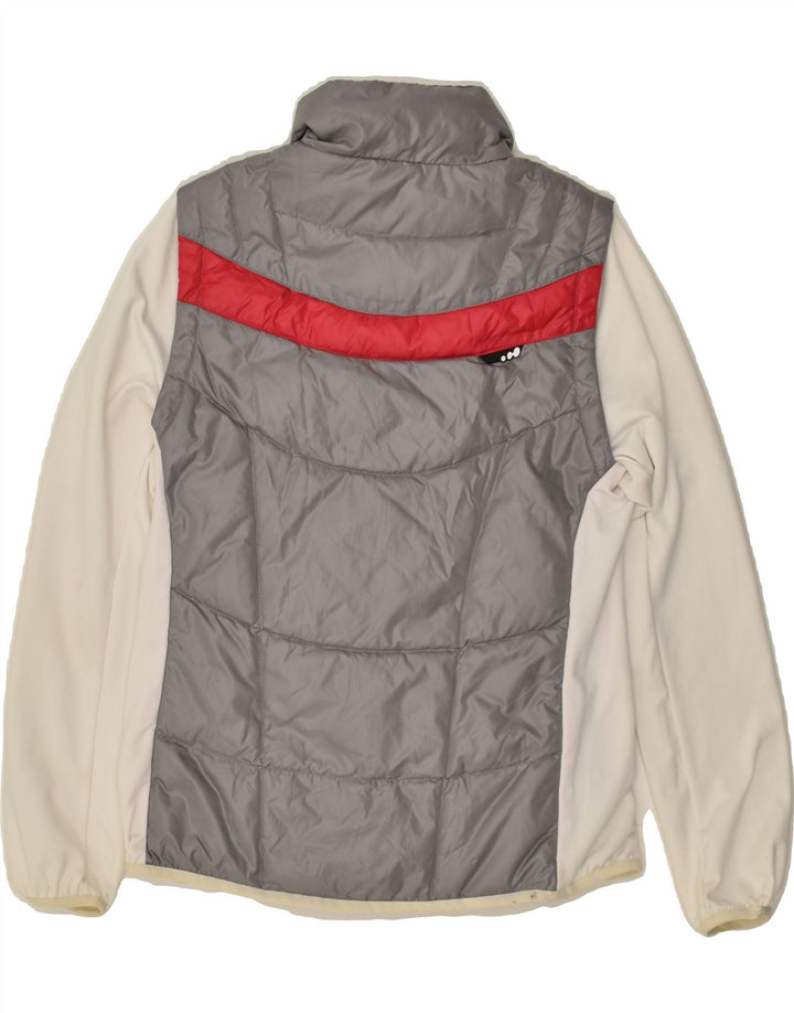 VINTAGE Wattierte Damenjacke UK 6 XS Graues Colourblock-Polyester