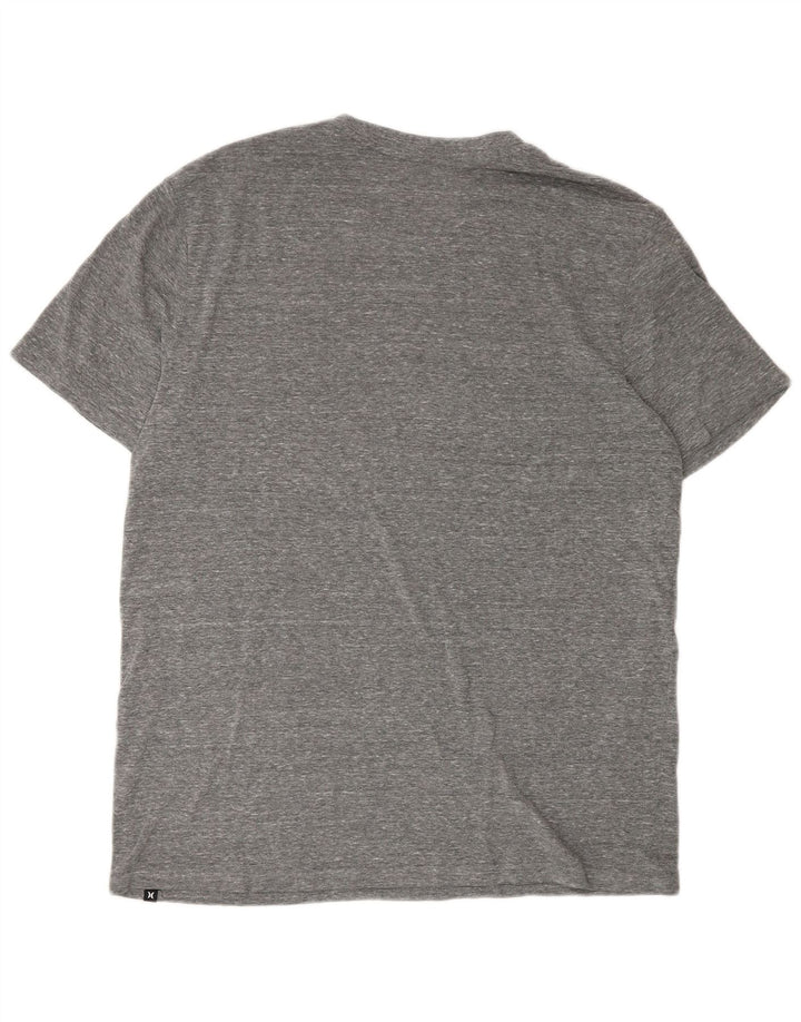 Hurley Herren Grafik-T-Shirt-Oberteil, großes, grau meliertes Polyester