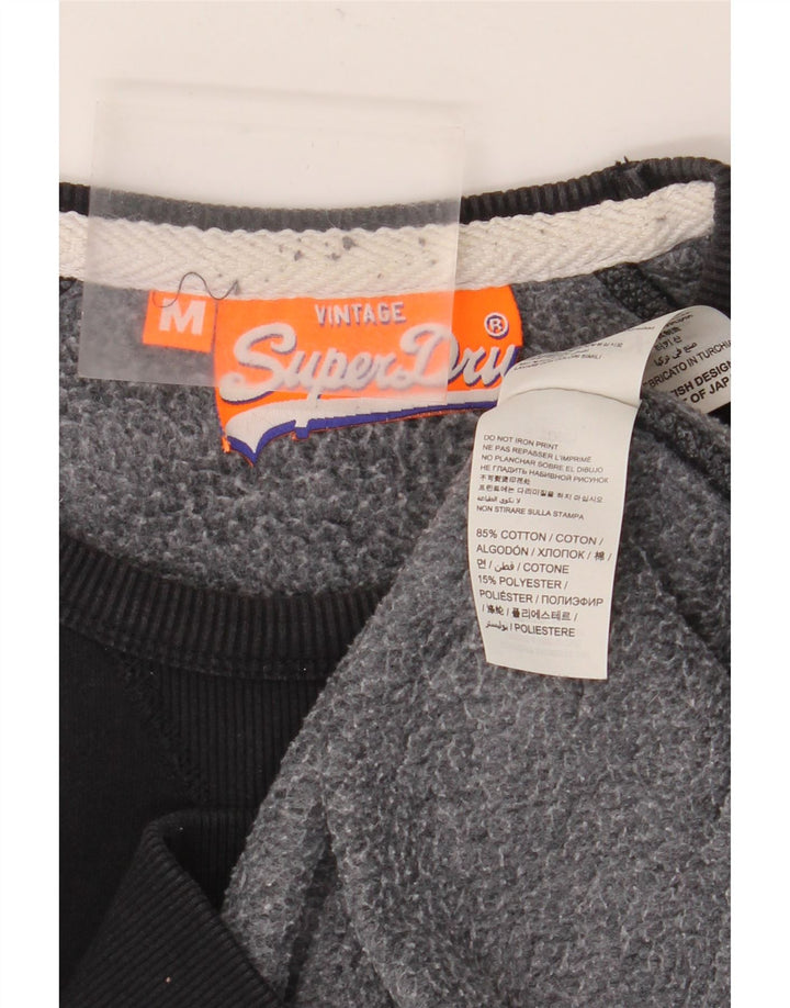 Superdry Herren Grafik-Sweatshirt-Pullover aus mittelschwarzer Baumwolle