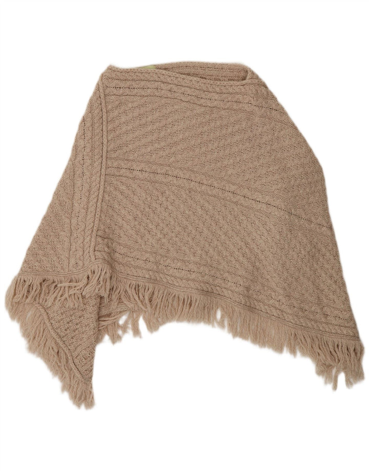 Aran Poncho-Pullover für Damen, Einheitsgröße, Beige