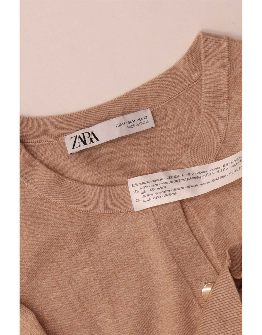 Zara Damen Strickjacke UK 12 Mittelbeige Viskose
